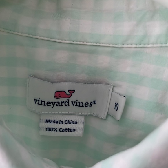 Vineyard Vines-Womens button down-sz10-mint/white check - Picture 3 of 3